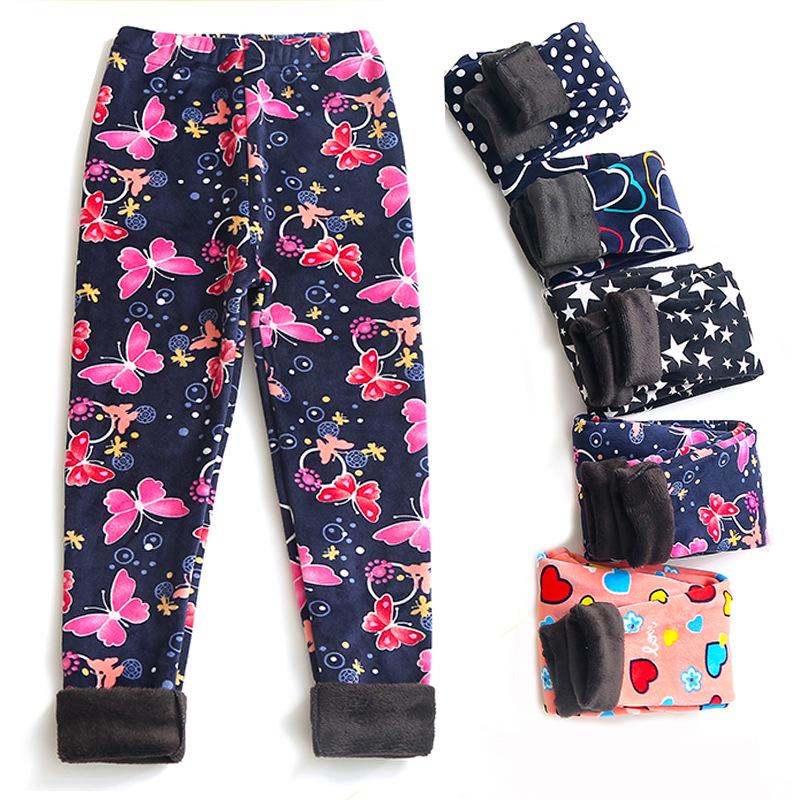 VantaGoods Meisjes Silver Fox Velvet Leggings: Bedrukte, slanke, warme broek voor herfst/winter 110 cm