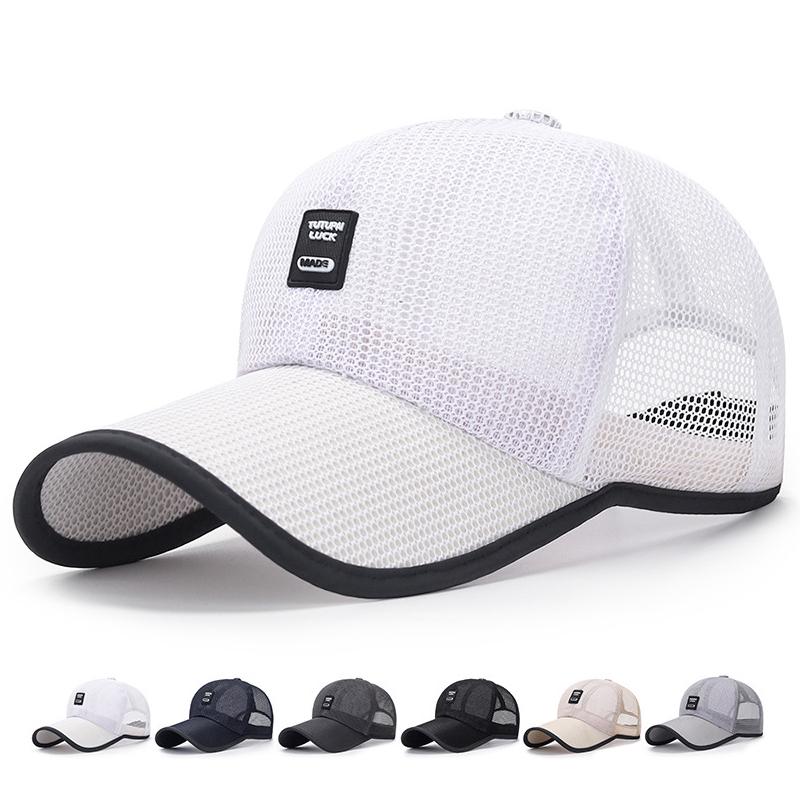 ONIHUA Zomer Outdoor Lange Rand Zonnescherm Mesh Hoed Vrouwen Zonnebrandcrème Baseball Cap voor Mannen Golf Vissen Hoeden Panama Snapback Hoed vizier Hoeden 55-60cm wit