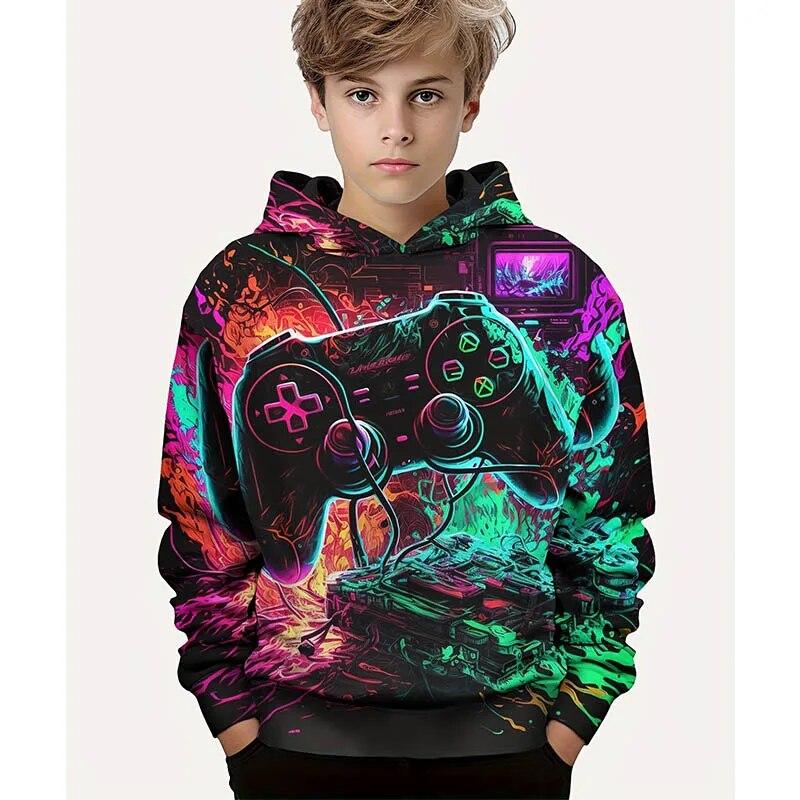 ETST 07 Gamepad Hoodies Jongenskleding 3-14 Jaar Kinderen Hoodie Jongens Tops Lange Mouwen Sweatshirt Kindermode Kinderkleding 140