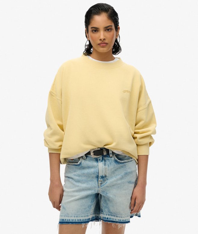 Superdry Essential Oversized Sweatshirt met Ronde Hals en Logo Geel