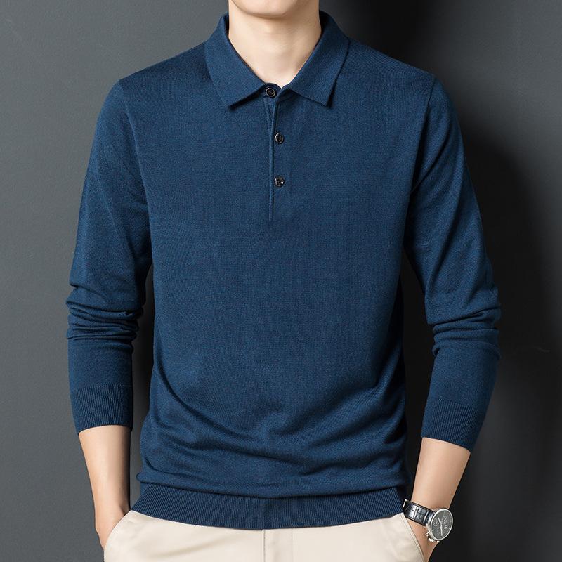 CHIC STUDIO Lente Nieuwe Heren Lange Mouw Trui Casual Koreaanse Stijl Heren Effen Kleur Revers Trui voor Heren XXXL