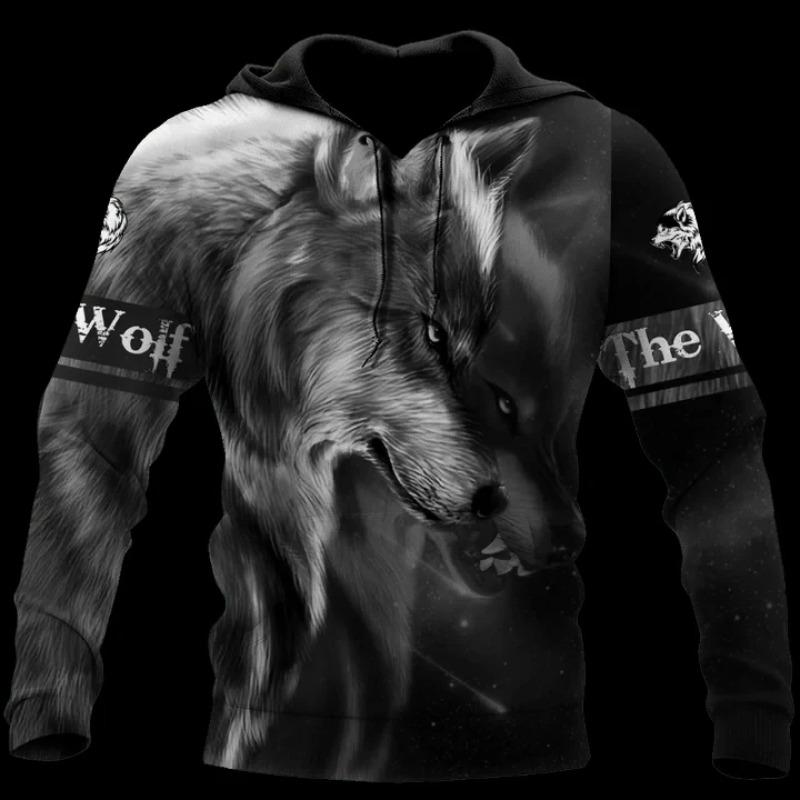 ETST0013 Herfst en winter heren hoodies dieren wolf patroon 3D print lange mouwen losse straat mode trui herenkleding 6XL 5XL