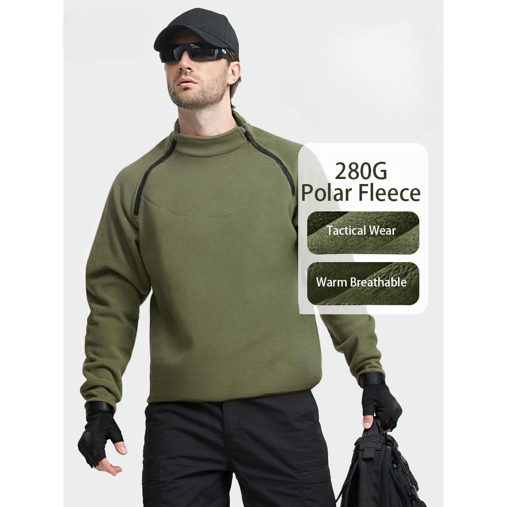 King Billion Heren Tactische Sweatshirt Outdoor Jas 280g Polar Fleece Slim Casual Streetwear Herfst Winter Warme Lange Mouw Sweatshirts XXXL legergroene kleur
