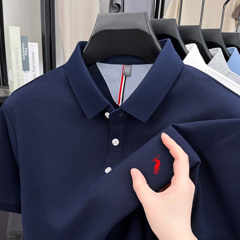 CHARM CLOTHINGS Ciphertext Poloshirt Heren T-shirt met korte mouwen Ademend in IJszijde Lood Geborduurd Onderhemd XL