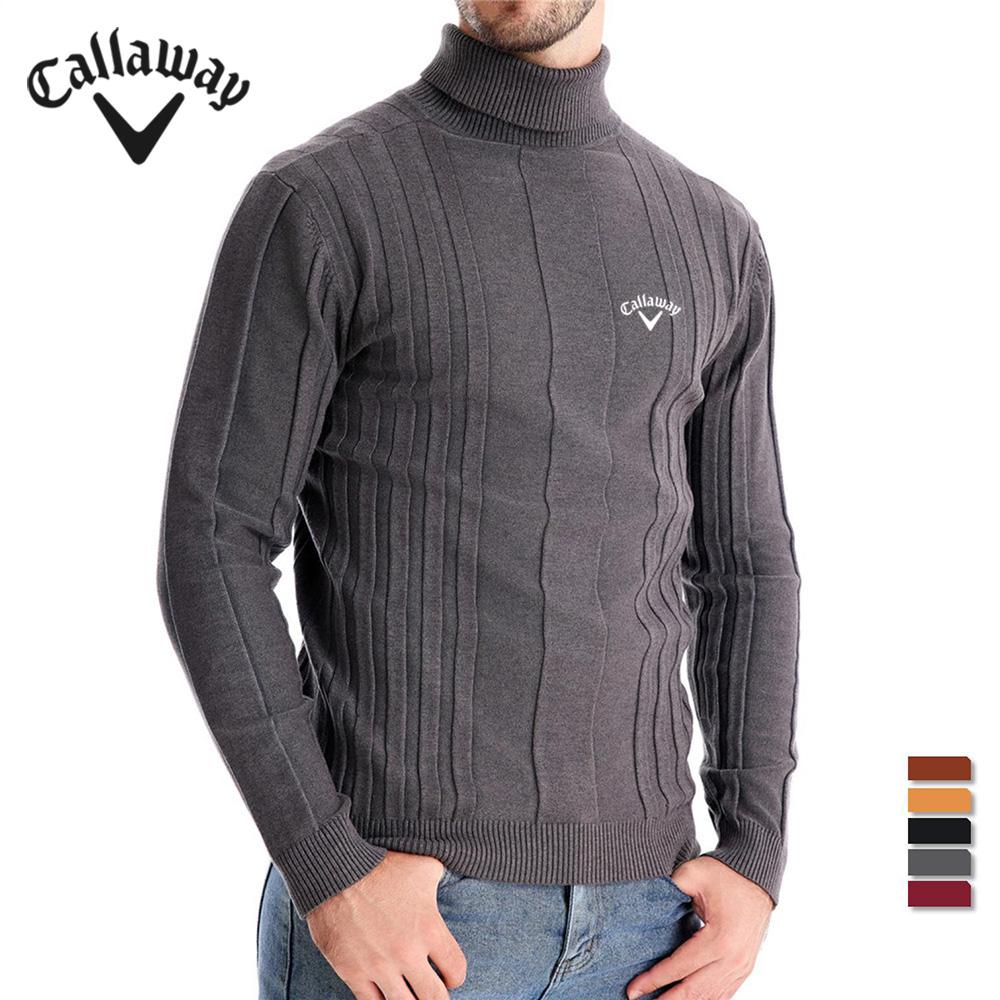 Callaway Geborduurde Herfst en Winter Nieuwe Heren Hoge Hals Casual Gebreide Trui, Warme Basis Trui, Trendy Pullover Trui L