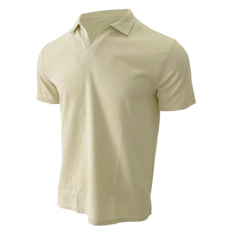 HerSight Heren Zomer POLO-shirt Polo V-hals Wafeltop Casual heren-T-shirt met korte mouwen XL kaki