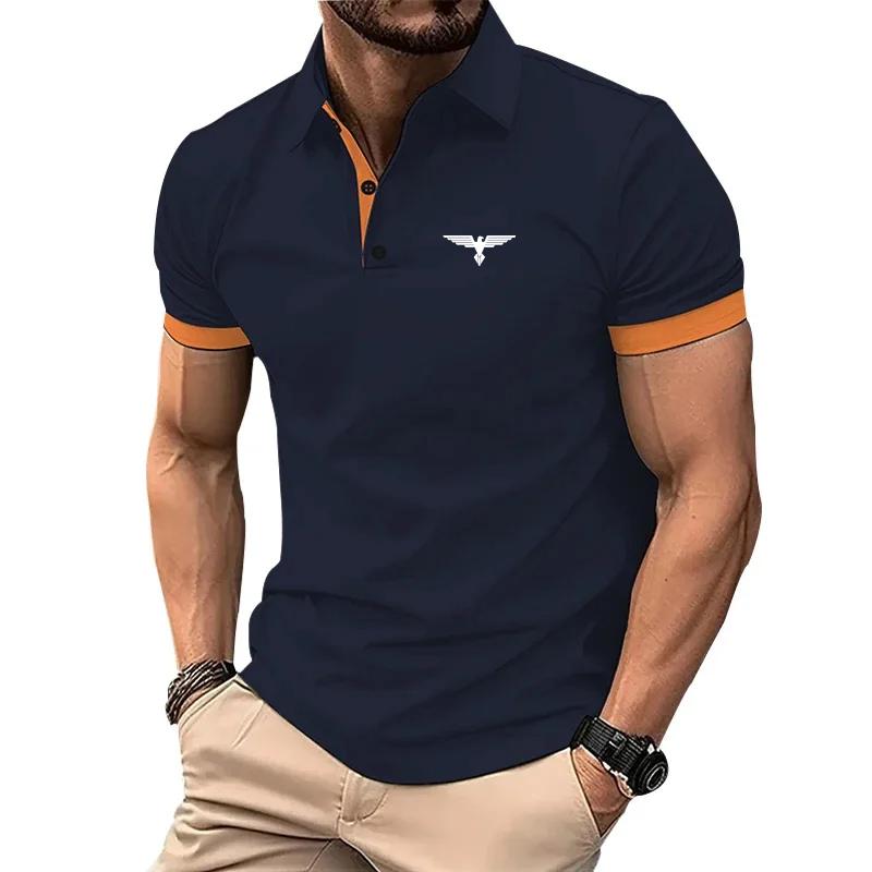 Haojun Poloshirts voor heren Casual Slim Fit Herenpolo's Nieuwe zomermode Herenkleding 2XL marineblauwe kleur