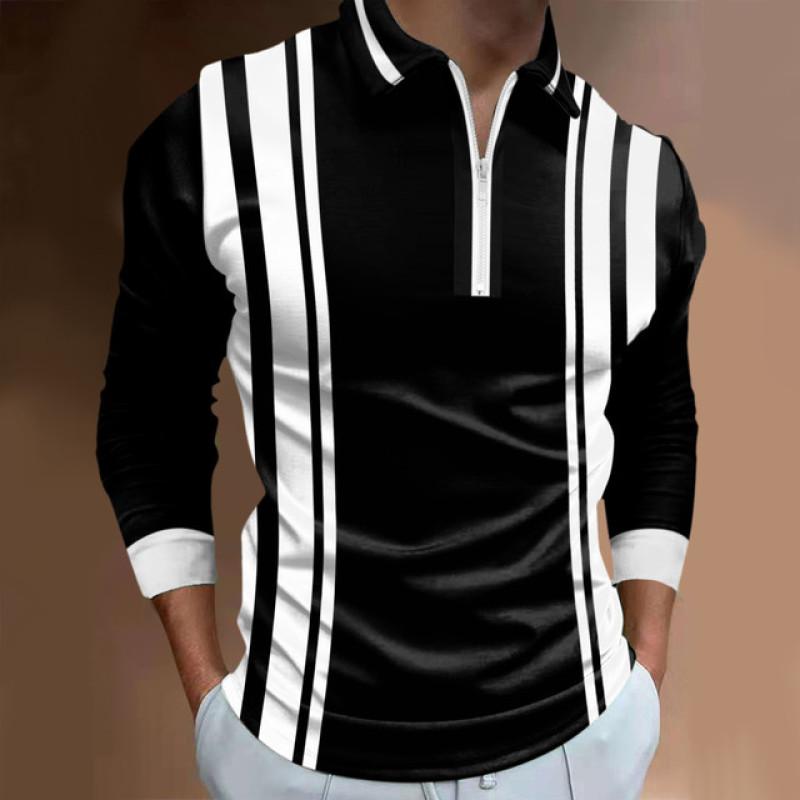 Haodingfushi Herenmode Lente Herfst Polyester Poloshirt 3D Digitale Print Casual Golf Poloshirt Tops M