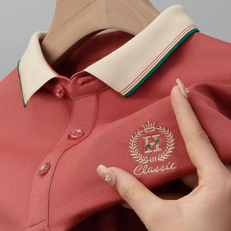 VantaGoods 2024 Heren Geborduurd Polo: T-shirt met korte mouwen en all-match zakelijk casual L oranje