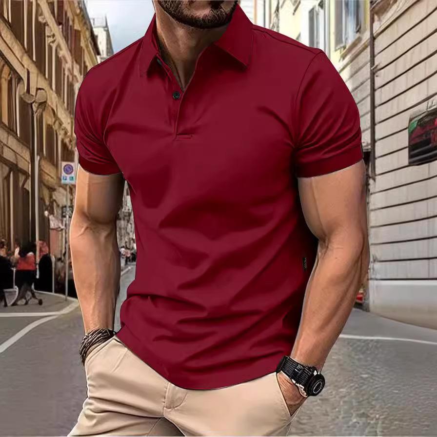 Cloth W Herenmode Zomer Polo T-shirt Casual Ademend Top Revers Kraag Hals Korte Mouw Comfortabel Sport T-shirt Yasheng 2XL wijnrode kleur