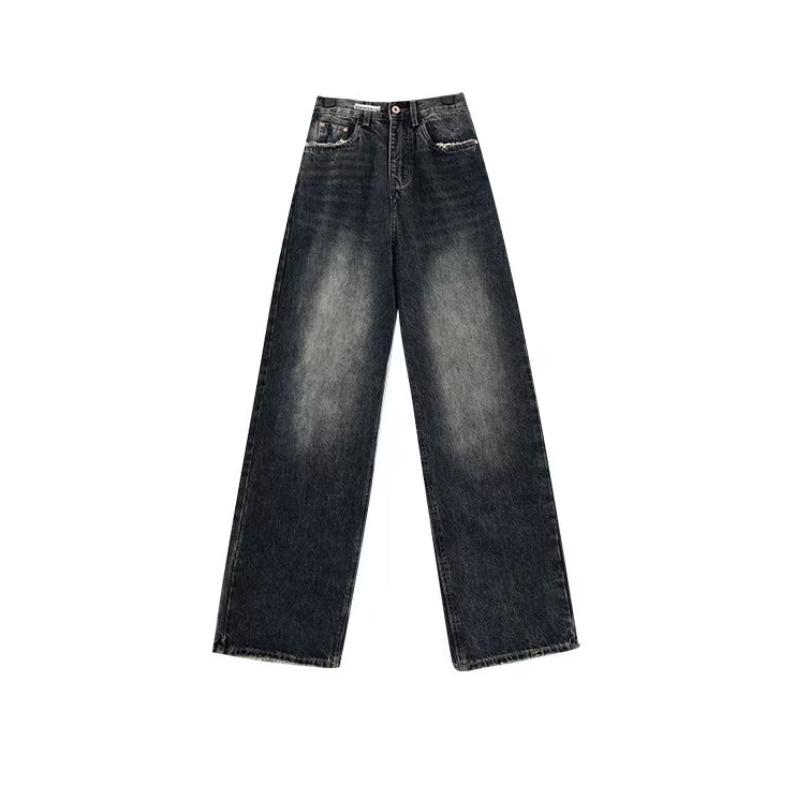 Fantastic wardrobe Harajuku Streetwear Retro Herfst Vrouwen Hoge Taille Jeans Losse Wijde Pijpen Rechte Losse Denim Broek Y2K Baggy Broek M