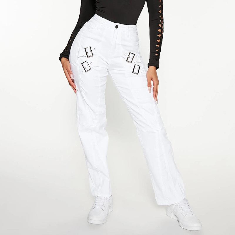 Omena 2024 Dames elastische jeans met hoge taille 2XL wit