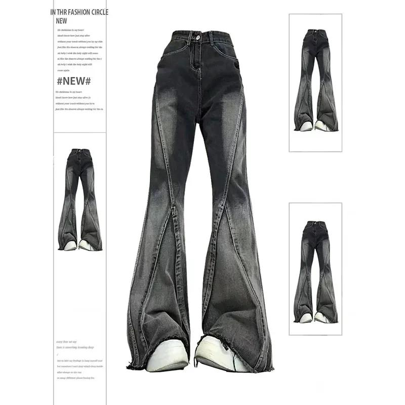 Diana Fashion Clothes 2024 Amerikaanse Vintage Hoge Taille Rechte Jeans Vrouwen Mode Casual Baggy Denim Broek Y2K Wijde Pijp Grunge High Street Stijl Broek M zwart