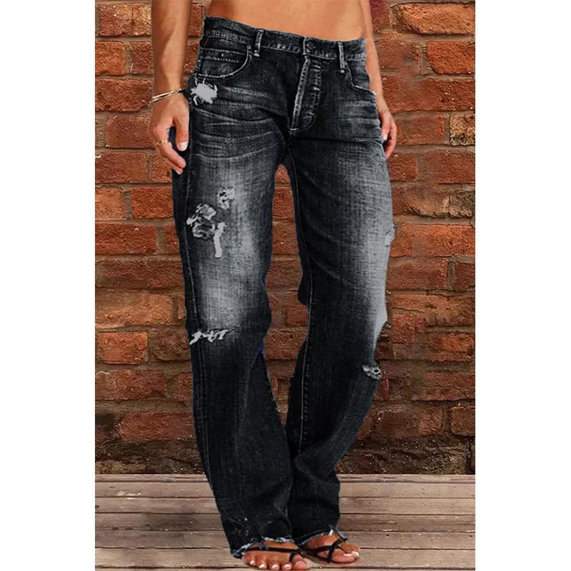 Ki Wi Dames Jeans Slim Afslankende Gewassen Flared Broek Dames Broeken Broeken XS zwart