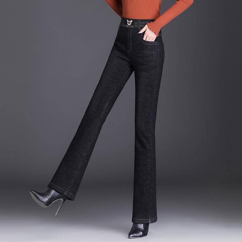 VantaGoods 2023 Winter Dames Hoge Taille Pluche Lamswol Katoen Micro-Flared Jeans 29