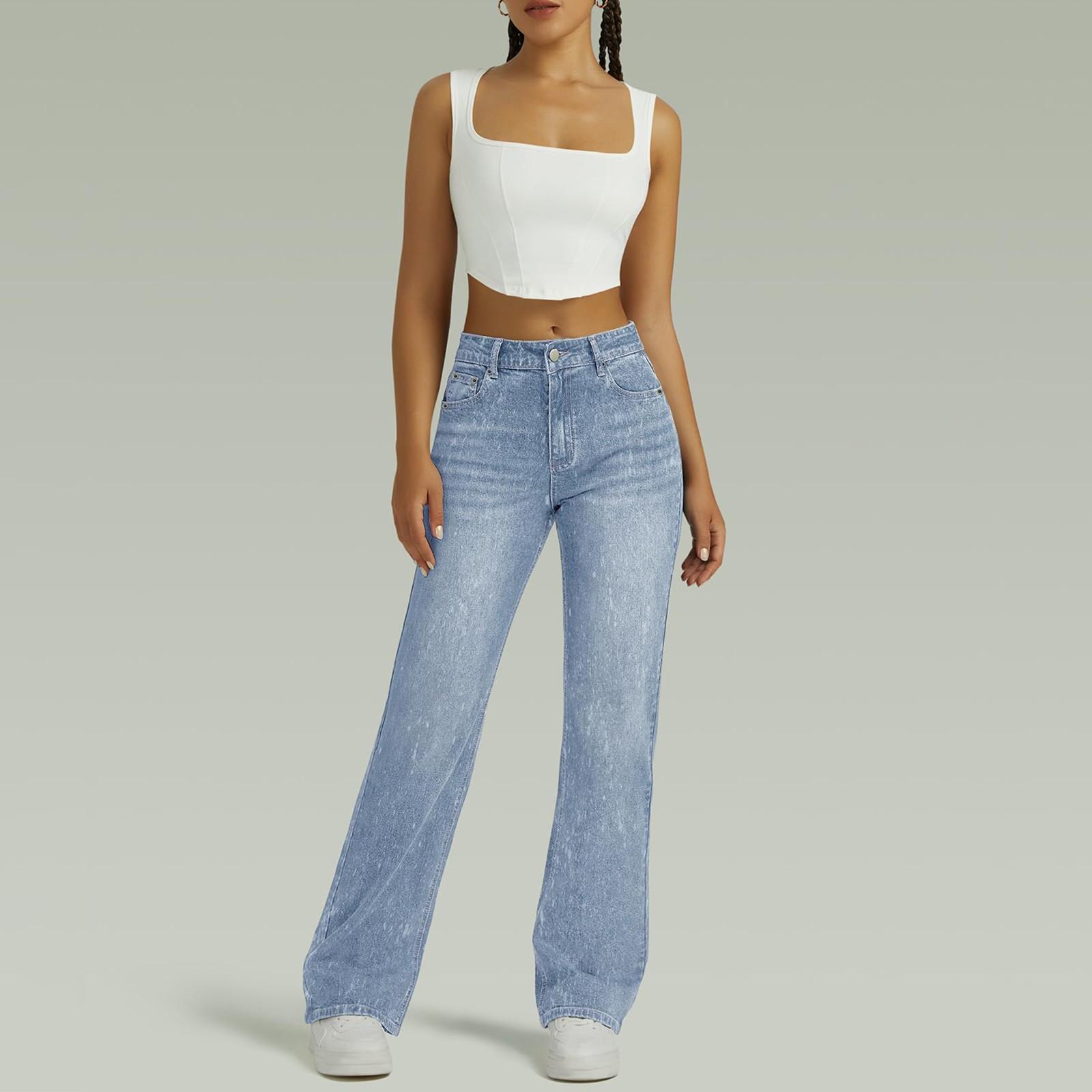 League of Legend Dames High Waist Washed Dames Jeans Modieuze Veelzijdige Rechte Broek L