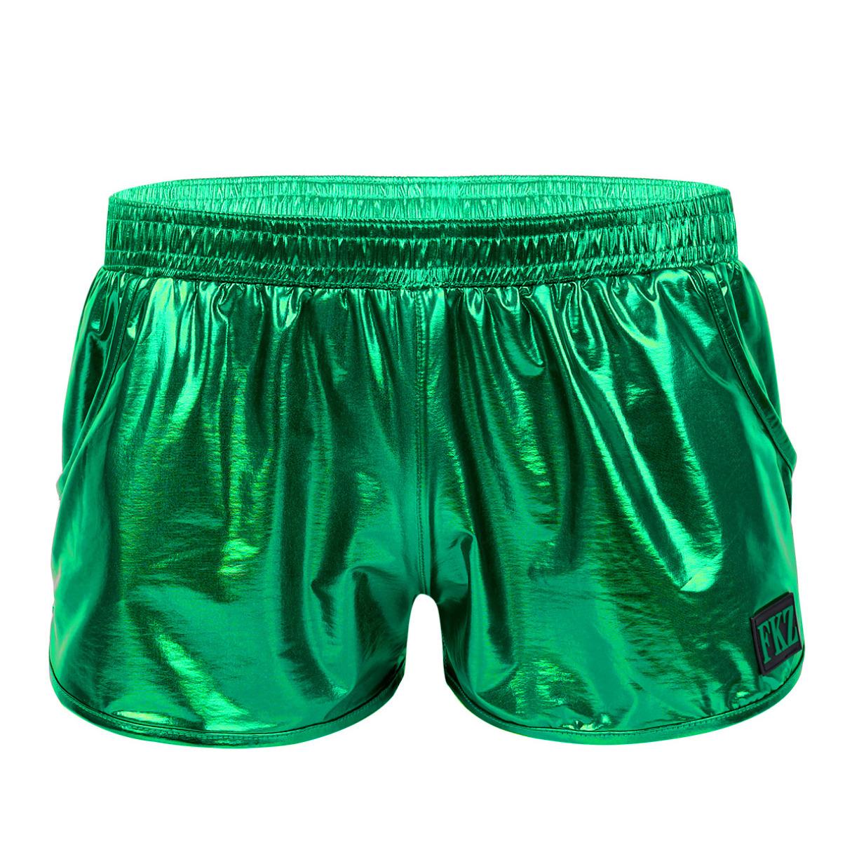 Inhzoy Heren Glanzend Metallic Laagbouw Elastische Tailleband Boxershorts Lounge Korte Broek Strandkleding XL