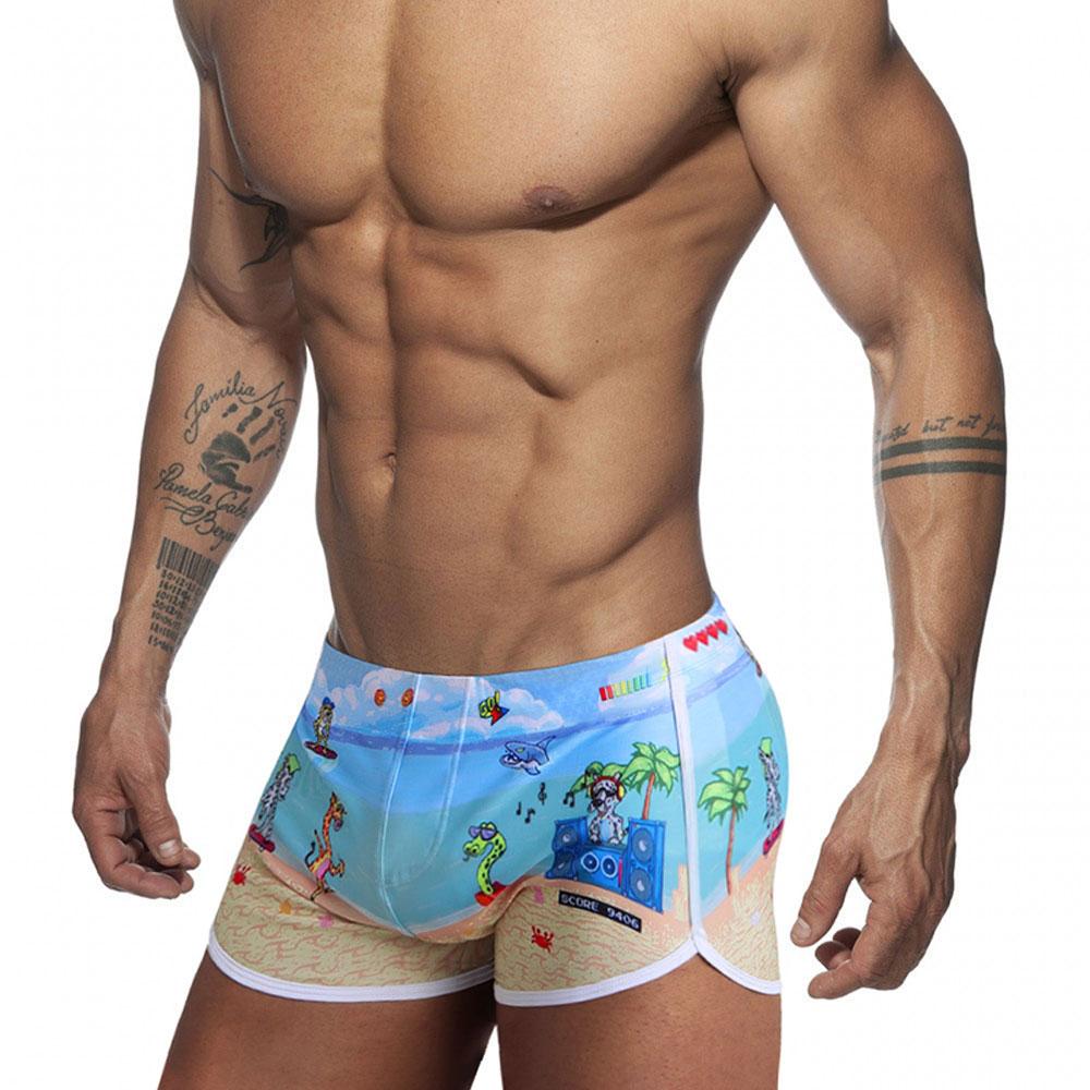 UXH Fashion Heren zwemslips Trunks Zebra-streep strakke pasvorm Sexy badmode Strandkleding Looien Surfen GYM XXL blauw