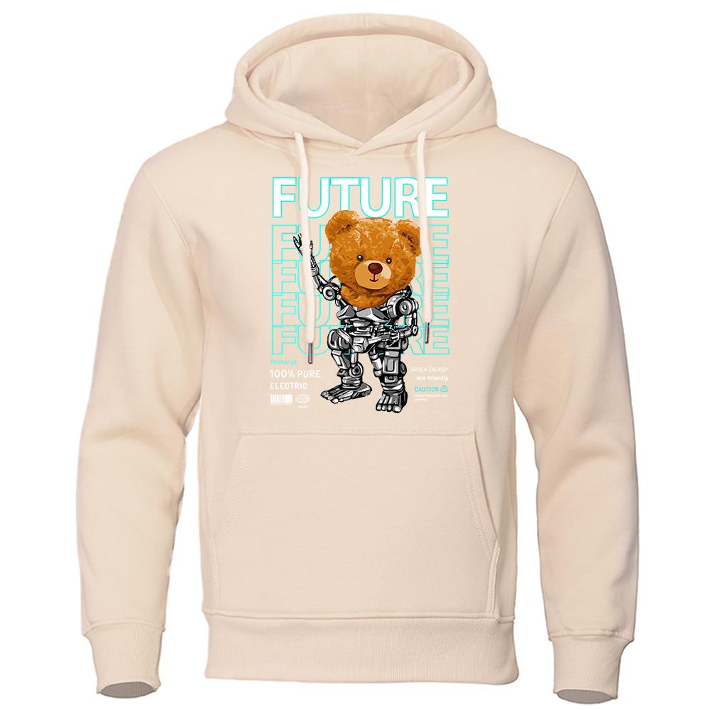 Xuhaijian02 Leuke cartoon beer print hoodies teddybeer fleece warm casual streetwear heren trui nieuwigheid heren sweatshirt met capuchon 3XL