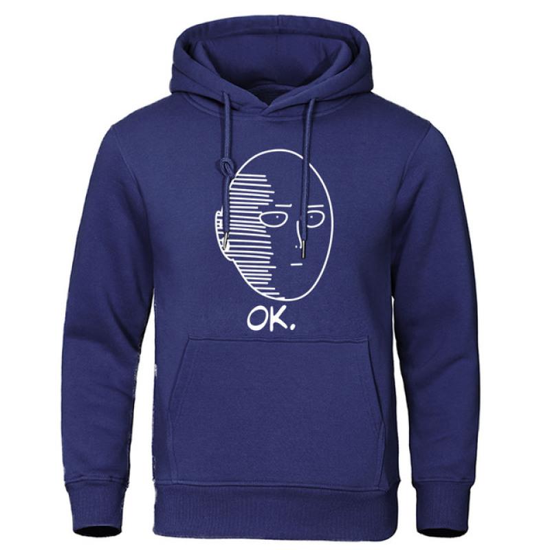 TENJINGE Trendy Japanse Anime One Punch Man Hoodie Mode Grappige Hooded Losse Oversized Sweatshirt Hip Hop Ademende Sportkleding Voor Mannen XXXL marineblauwe kleur