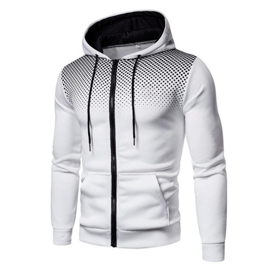 WowClassic Heren hoodie met rits en capuchon Sweatshirt met grafische ritssluiting Polka Pot Print Sport Outdoor Casual Hoodies Slanke sweatshirts XXXXL wit