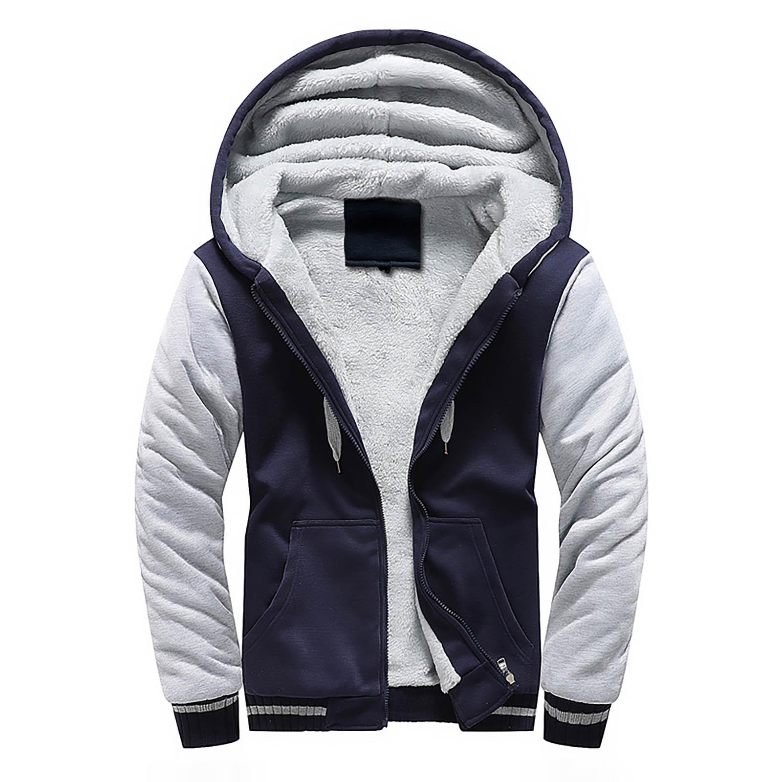 Niubiplus Heren trui winter workout fleece hoodie jassen volledige ritssluiting wollen warme dikke jassen XL Vloot