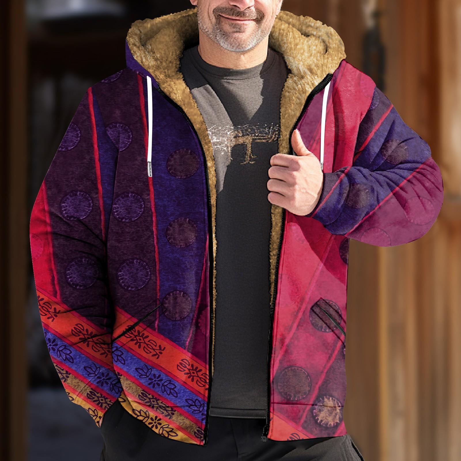 Xingben Two Herenjack met retroprint. Heren lente- en herfst-casual trendjack met rits en capuchon M
