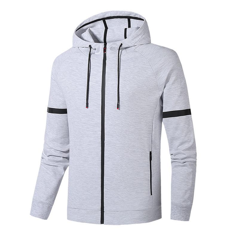 FX Men Nieuwe lente herfst katoenen heren jas rits vest sport capuchon top mode gebreide jas L-8XL 4XL lichtgrijze kleur