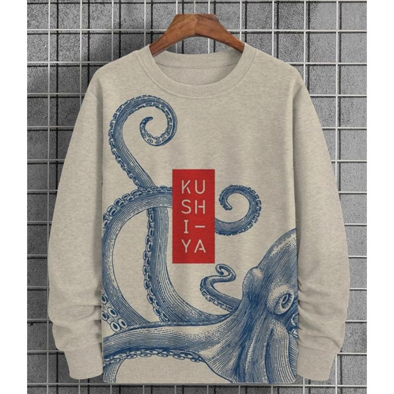 Etst 003 Herfst Heren Sweatshirt 3d Octopus Print Ronde Hals Sweatshirt Voor Heren Hoodies Pullover Zacht Los Oversized Lange Mouw T-shirt 3XL
