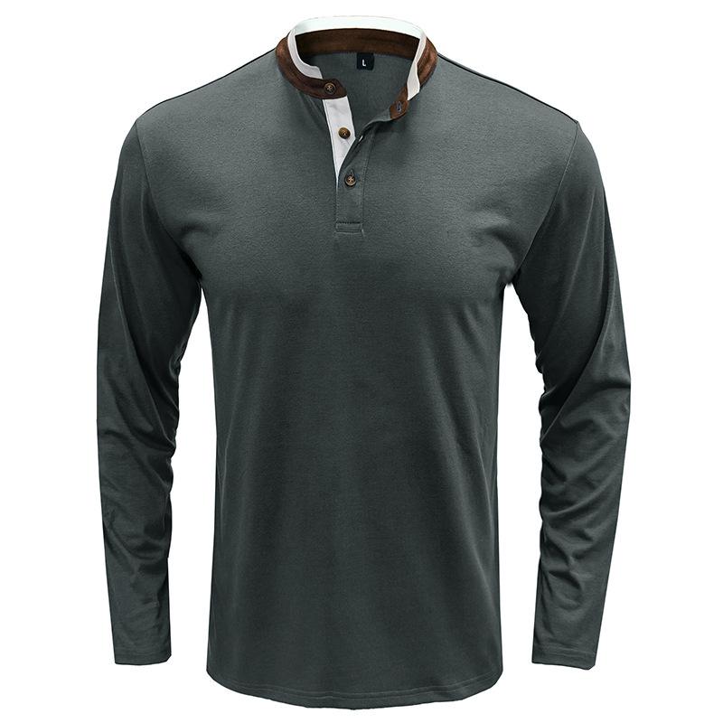 GRK Heren T-shirt met lange mouwen Kleurcontrast Herfst- en wintermode Veelzijdig casual ondershirt XXL grijs