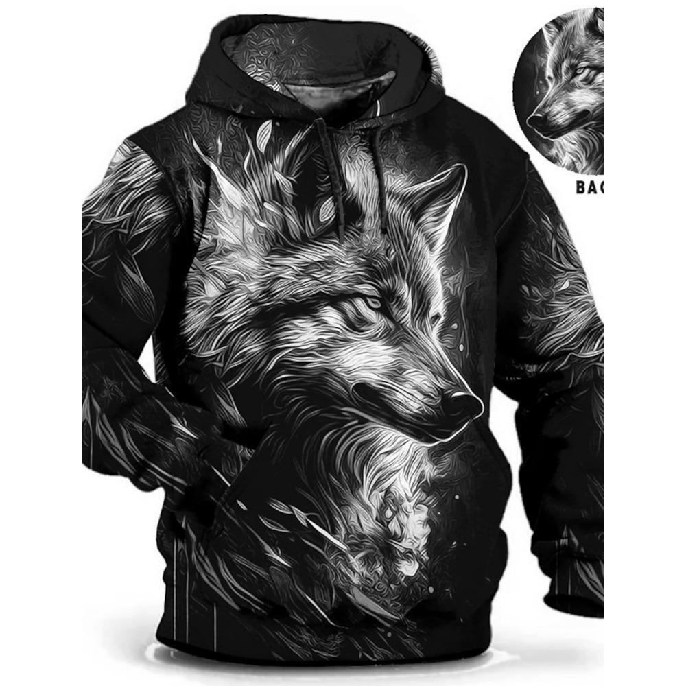 ETST 009 Heren Unisex Hoodie Mode Pullover Hoodie Sweatshirt Hooded Animal Wolf Leeuw Draak Tijger Print Dagelijkse 3D Print Casual Hoodies 5XL