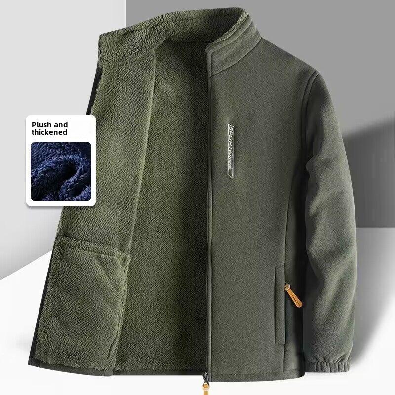 DSorothy Outdoor Plus Fluwelen Dikke Trui Heren Warme Kleding Herfst en Winter Jas Losse Grote Maat Polar Fleece Casual Cardigan Jas M