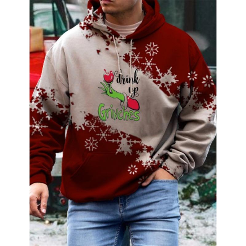ETST 07 Santa Claus Heren Grafische Hoodie Modieuze Dagelijkse Basics Bedrukte Pullover Sport Buiten Vakantie Vakantie Hoodie 3XL