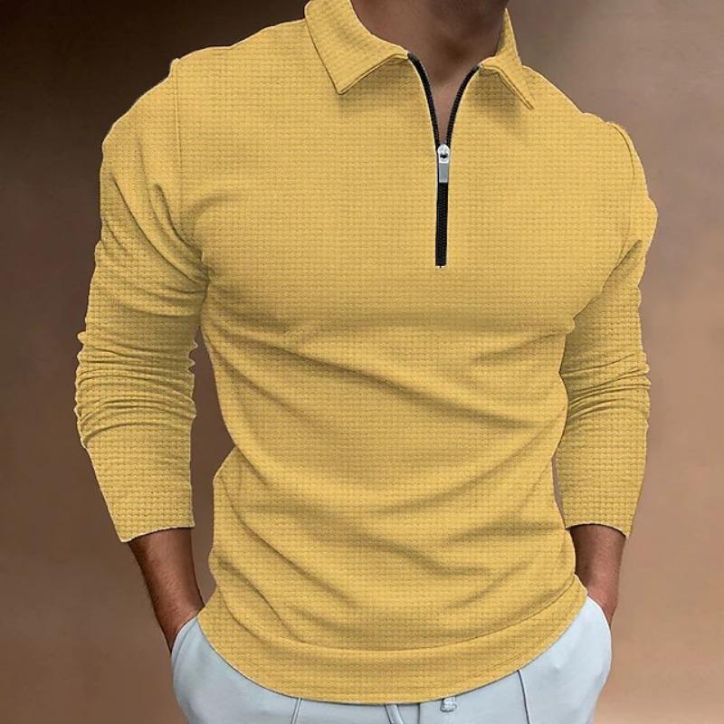 WowClassic Herfstwafel Rits Lange Mouw Polo Shirt Heren T-shirt Top XXXL geel