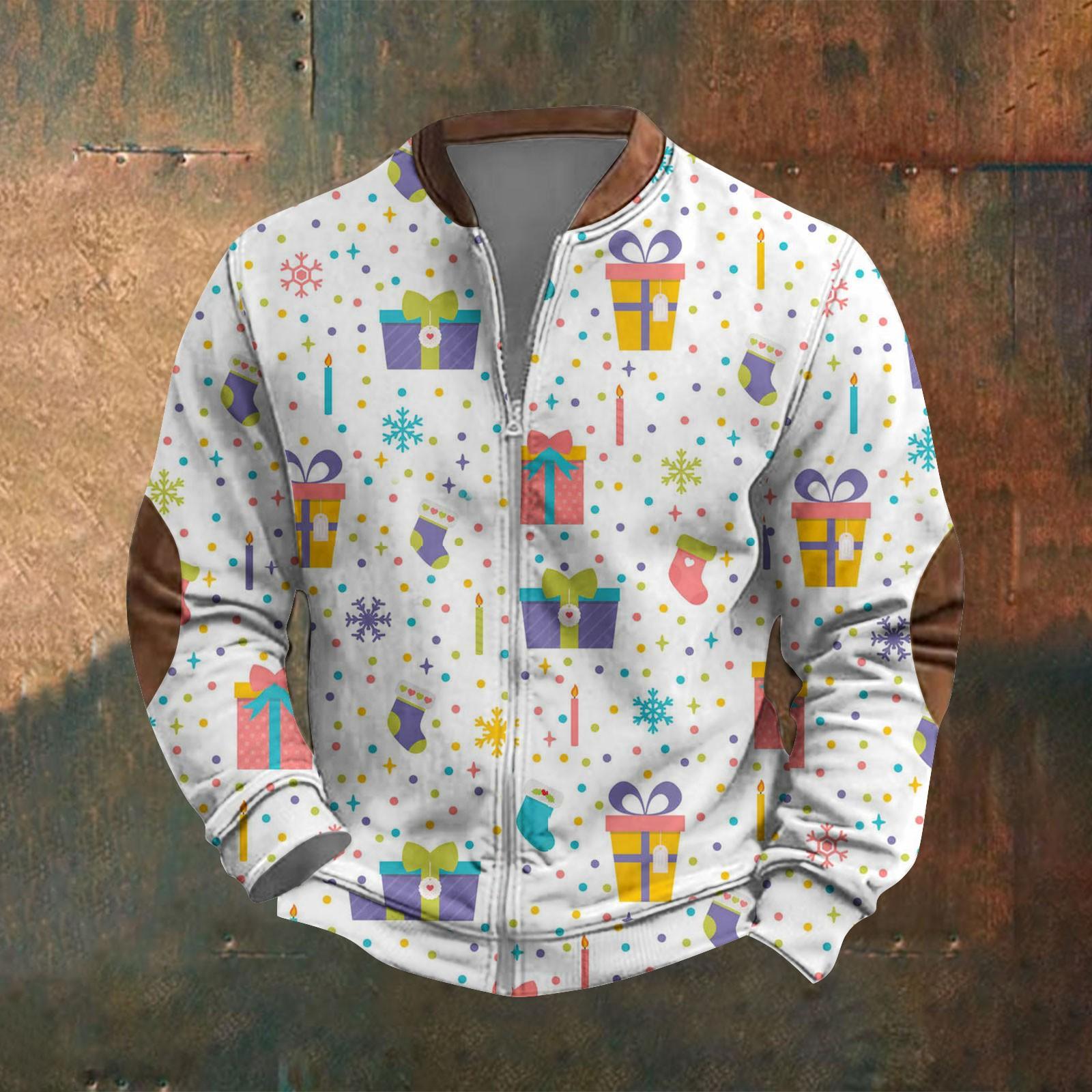 Zhengfuzhihai Heren Retro Casual Gradient Bedrukt Sweatshirt XL wit