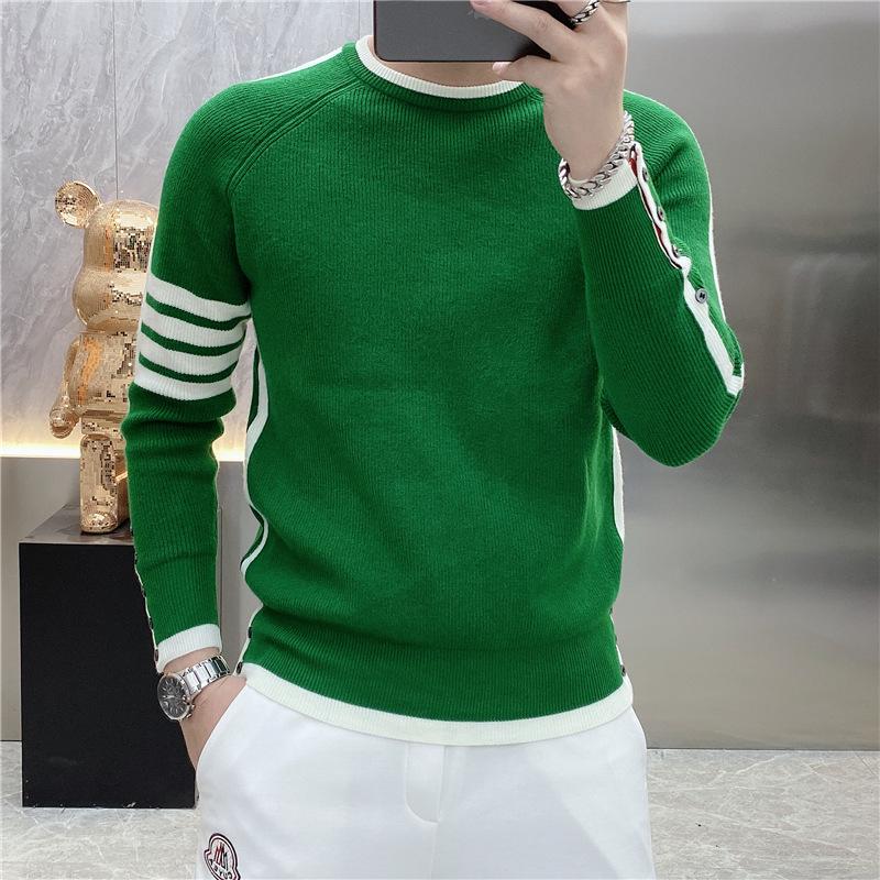 VantaGoods Trendy gestreepte herentrui - lange mouwen, ronde hals, herfst/wintercollectie 2023 XXXL groen