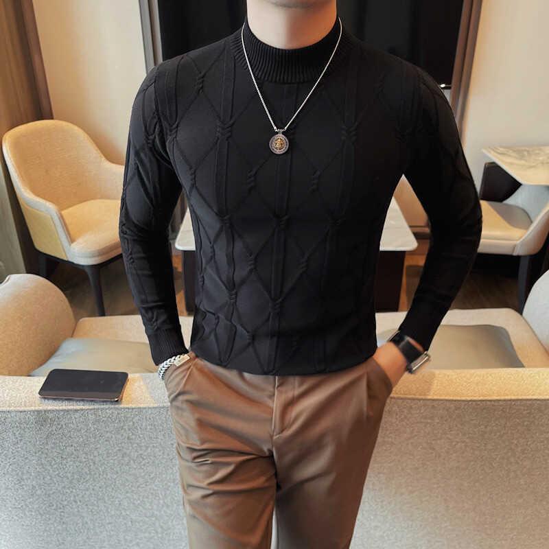 VantaGoods Heren Slim Fit Koreaanse Stijl Half Turtleneck Gebreide Trui - Lange Mouw, Veelzijdig en Stijlvol voor Herfst en Winter XL