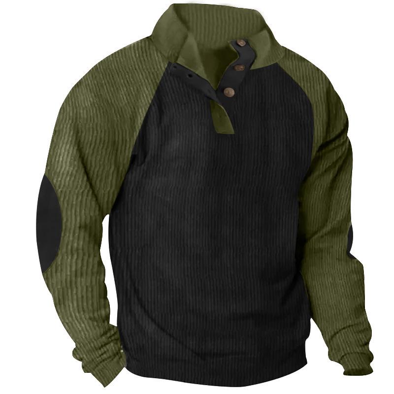 Fashion human Heren schouderinzet casual opstaande kraag sporttrui herfst en winter botsing corduroy herenjas jas XXXL