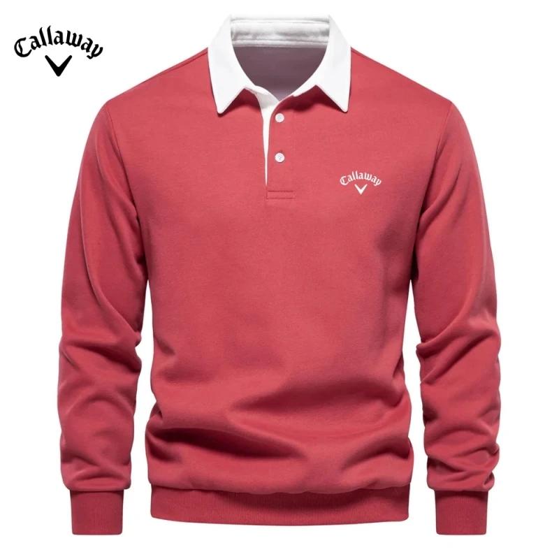 Callaway Heren Poloshirt met Lange Mouwen en Borduurwerk van Zuiver Katoen voor Lente en Herfst, Nieuwe Modieuze en Casual Multifunctionele Top XL
