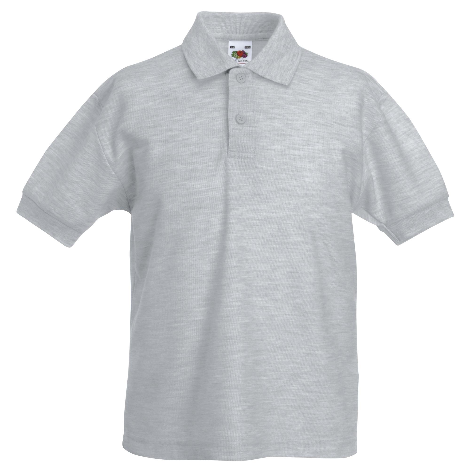 Fruit Of The Loom Childrens/Kids Pique Short-Sleeved Polo Shirt 9-11 grijs