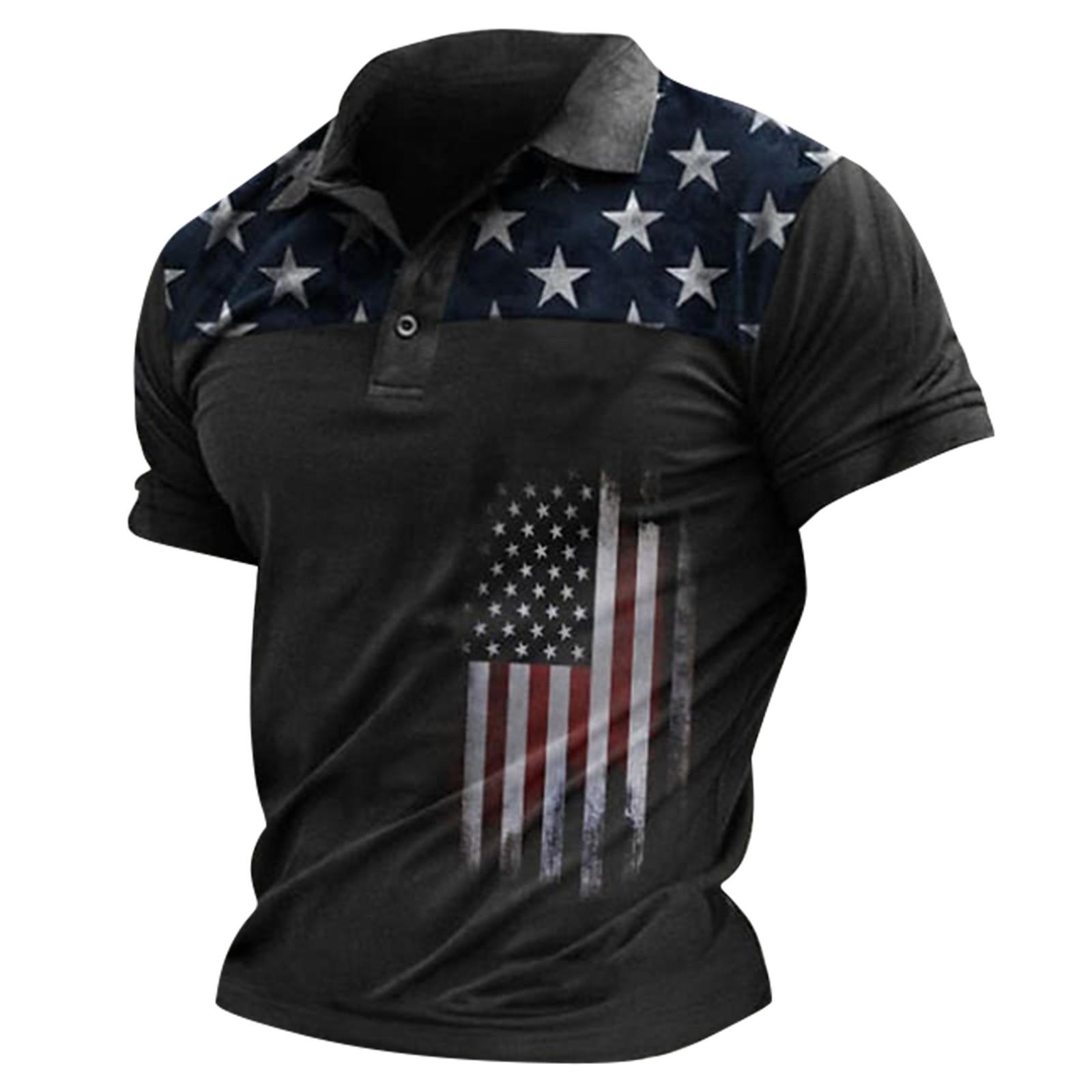 Ximalaya (Qunide) Golfshirt voor heren Casual Sport V-hals Geribbelde kraag Korte mouw Mode Casual Effen Kleur Effen Lente Zomer Normale pasvorm XXL zwart