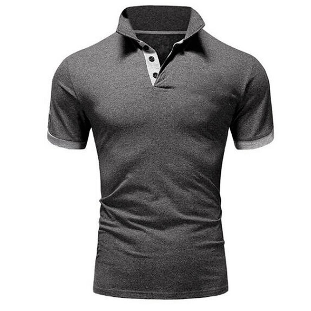 HerSight Heren overhemd met korte mouwen, effen kleur, heren reversknop, grote maten poloshirts 5XL
