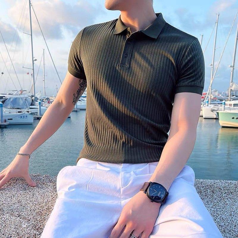 VantaGoods Ice Silk Heren POLO-shirt met korte mouwen - Trendy zomer revers T-shirt 2024 M