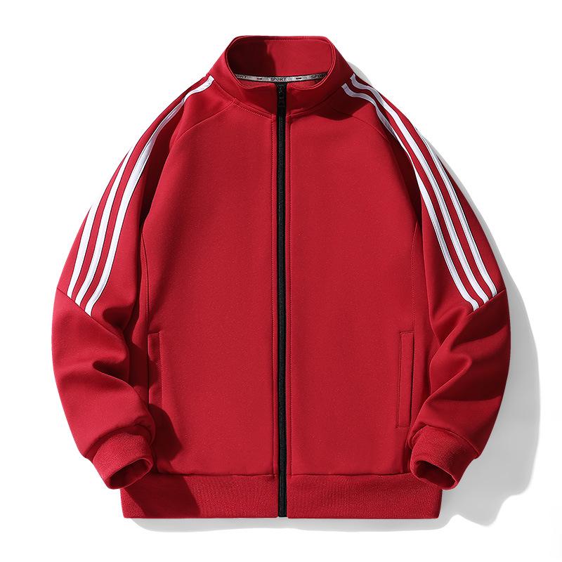 VantaGoods Heren casual sweatshirtjack met drie strepen en opstaande kraag 4XL rood