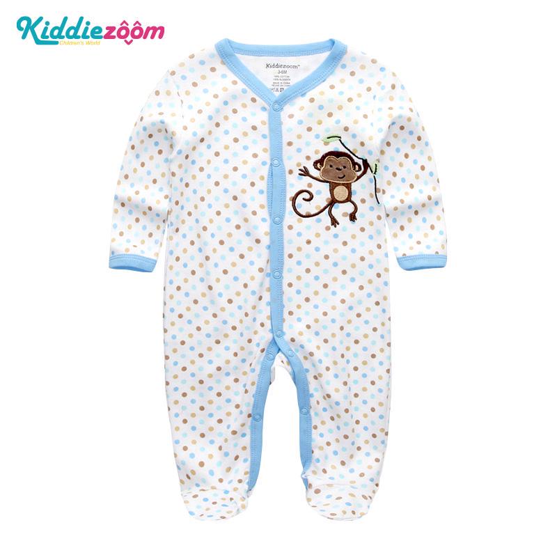 KIDDIEZOOM Jongens Meisjes Cartoon Gestreepte Print Home Romper Pyjama Pasgeboren Baby Babykleding 6M