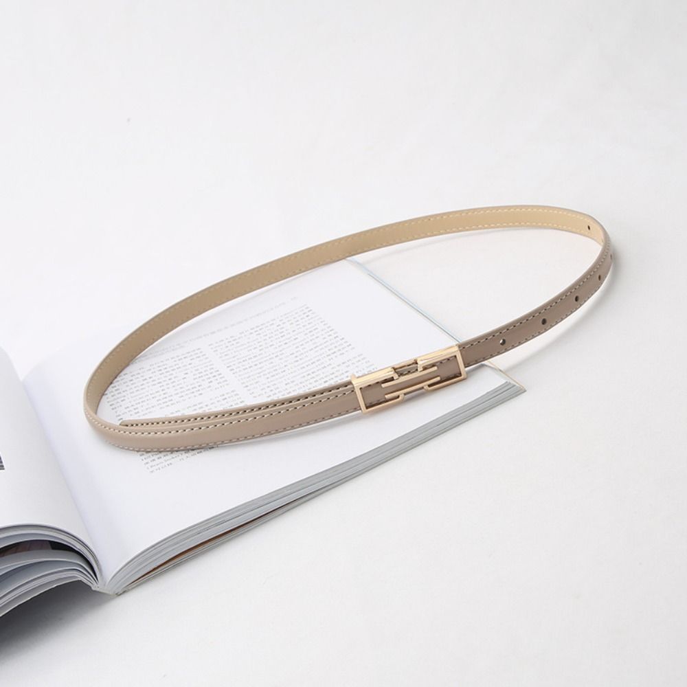 Yuantuo Pu leren metalen gesp riem effen kleur vrouwen dunne riem vintage vrouwen beige