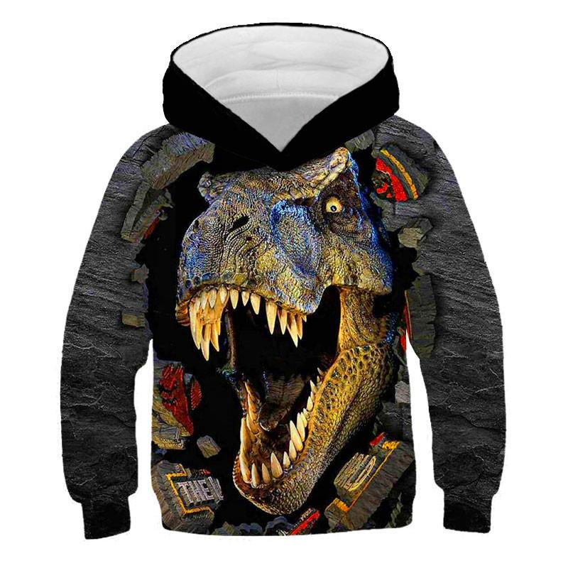ETST WENDY 011 Kinderen Winter Dinosaurus dieren Hoody Hot Selling Kleding Kids Truien Tops Tiener Jongen Dinosaurus Kleding 4 -14 jaar 140
