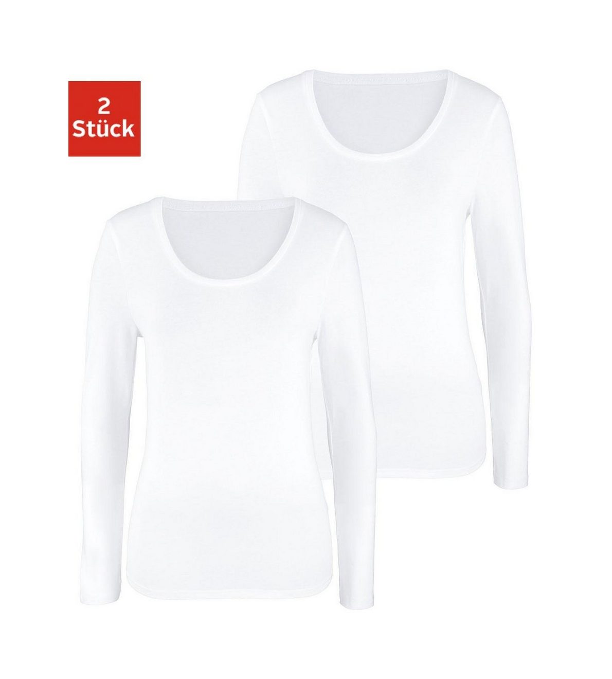 Vivance Shirt met lange mouwen Elastische katoenkwaliteit (Set van 2)