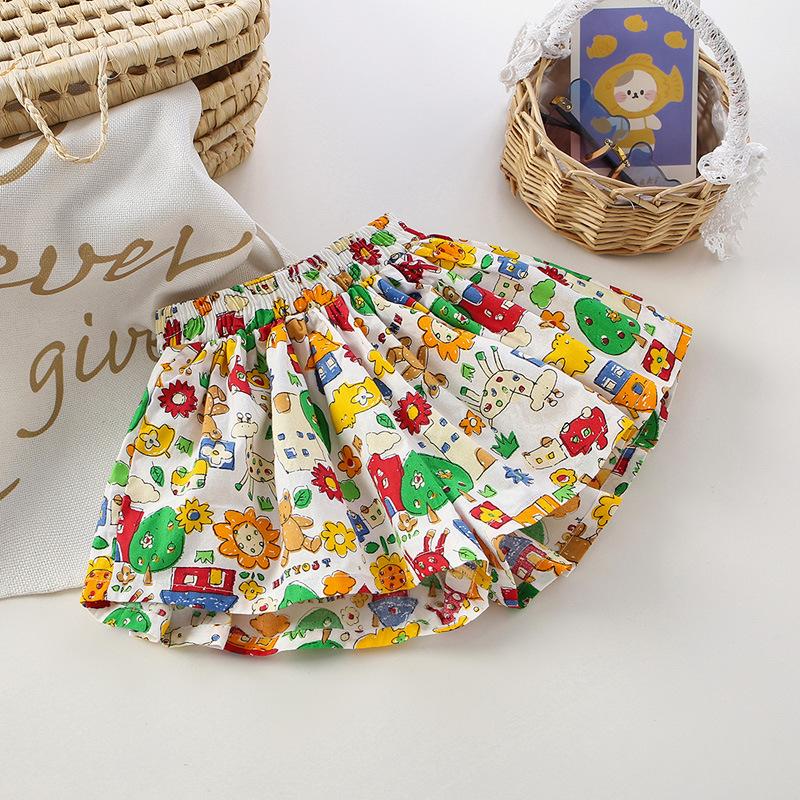 KIDSW Kinder katoenen eenvoudige shorts Zomermeisjes Zoete bloemenshorts 130cm