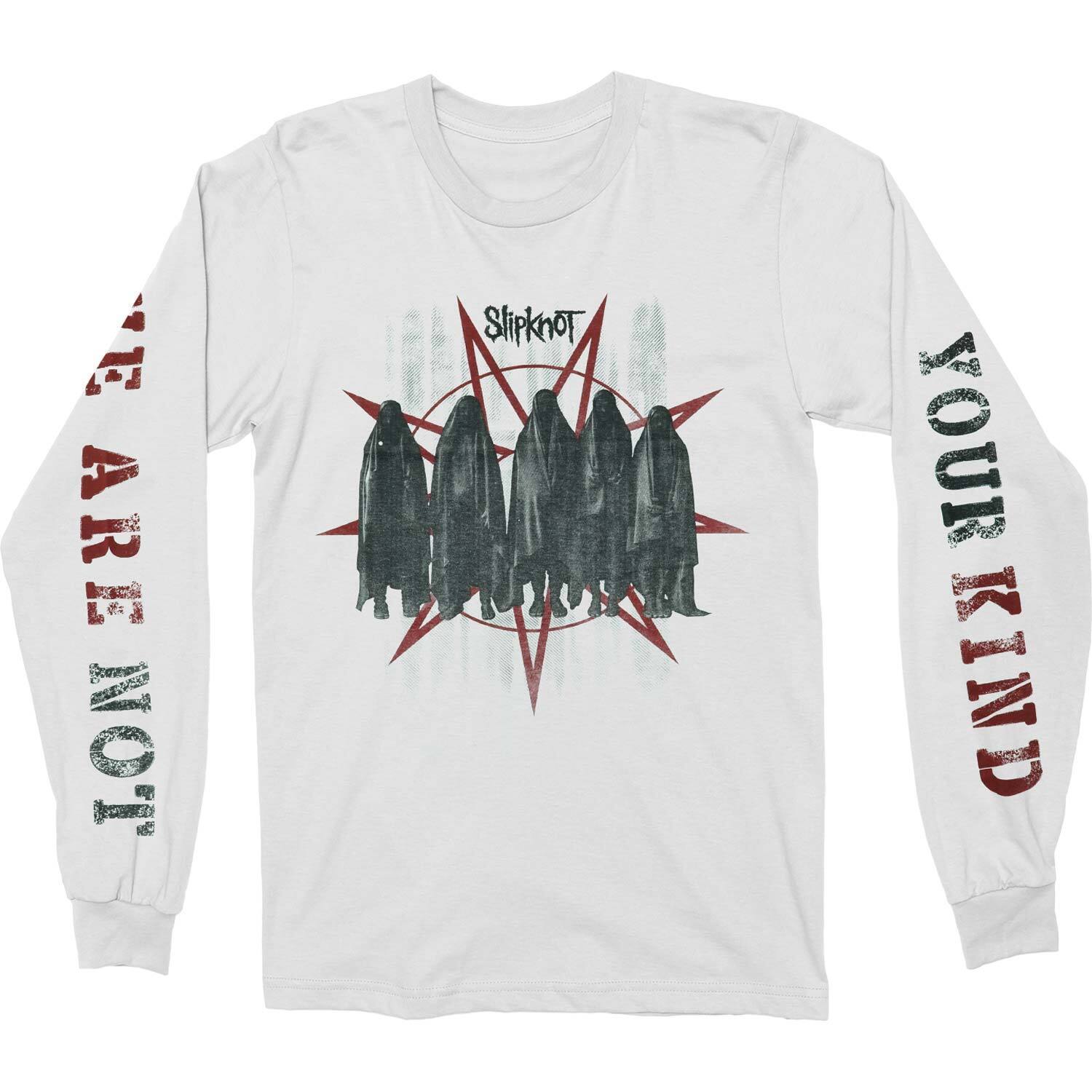 Slipknot T-shirt met lange mouwen, uniseks, gehulde groep voor volwassenen XXL wit